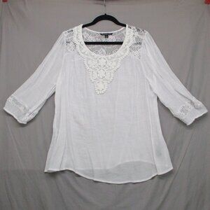 Zach & Rachel BOHO Sheer Blouse White Women Size | 1X